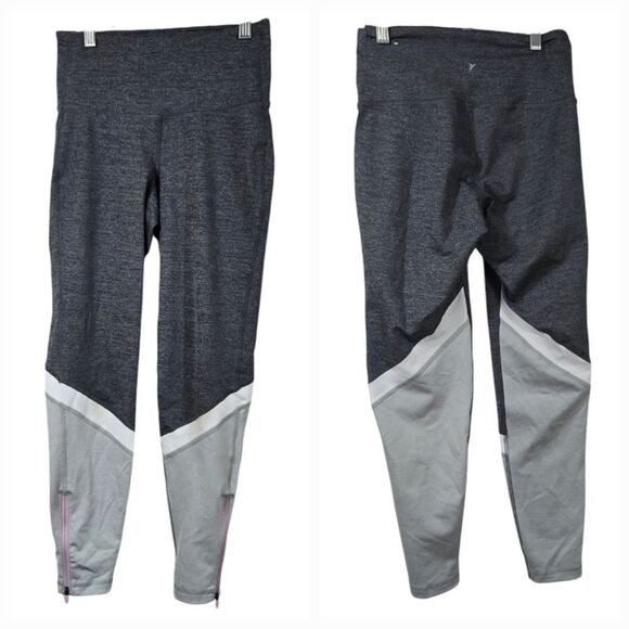 Old Navy High-Waisted Elevate Color-Block Gray Compression Leggings Women - Picture 1 of 15